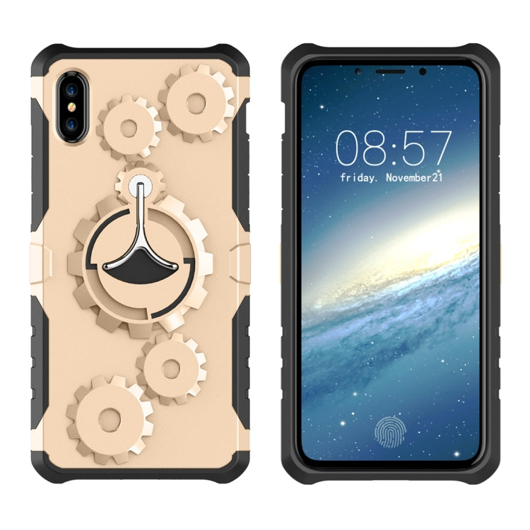For iPhone XR Gears Pattern Case with Holder & Armlet