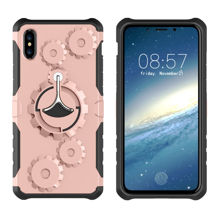 For iPhone XR Gears Pattern Case with Holder & Armlet