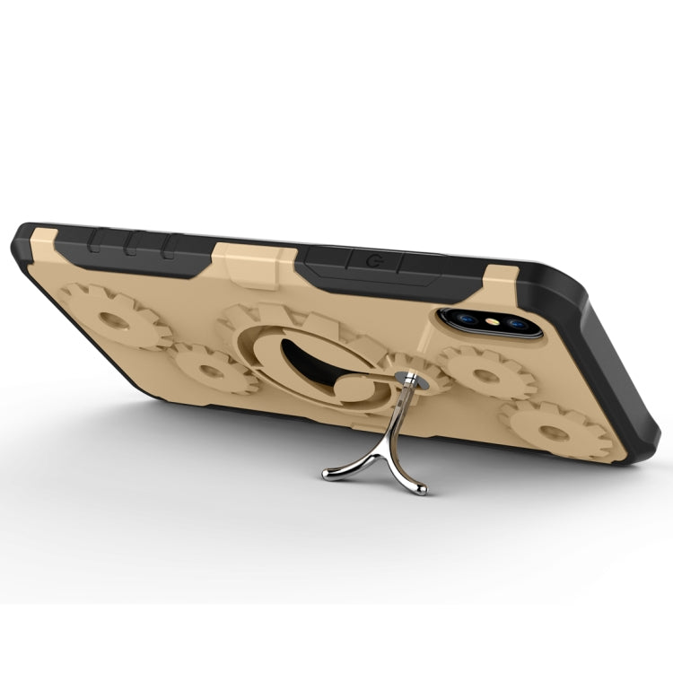 For iPhone XR Gears Pattern Case with Holder & Armlet
