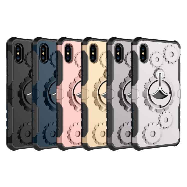 For iPhone XR Gears Pattern Case with Holder & Armlet