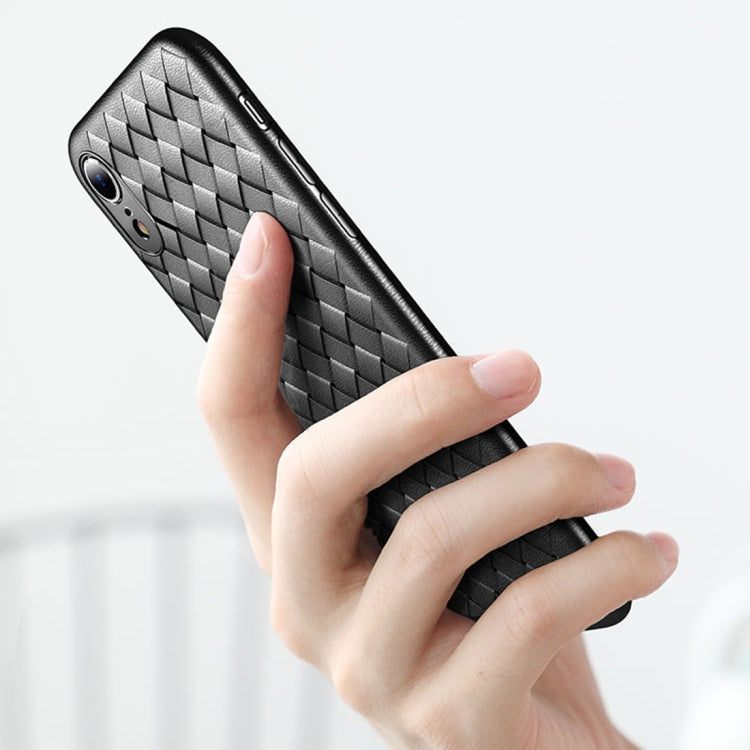 For iPhone XR ROCK Slim Weave Style TPU Soft Case (Black)