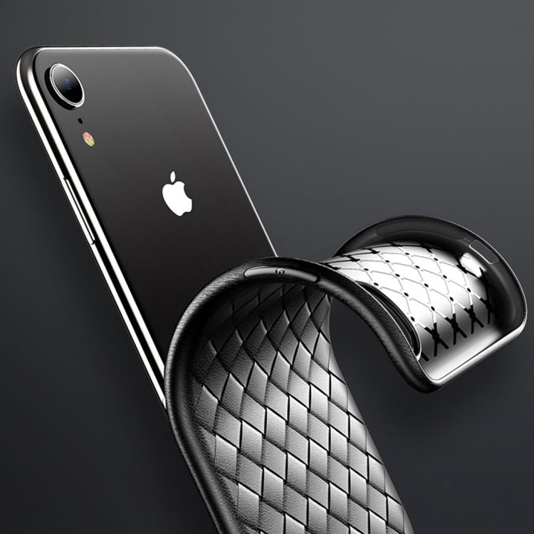 For iPhone XR ROCK Slim Weave Style TPU Soft Case (Black)