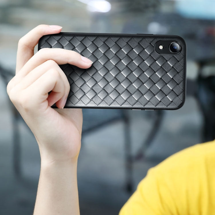 For iPhone XR ROCK Slim Weave Style TPU Soft Case (Black)