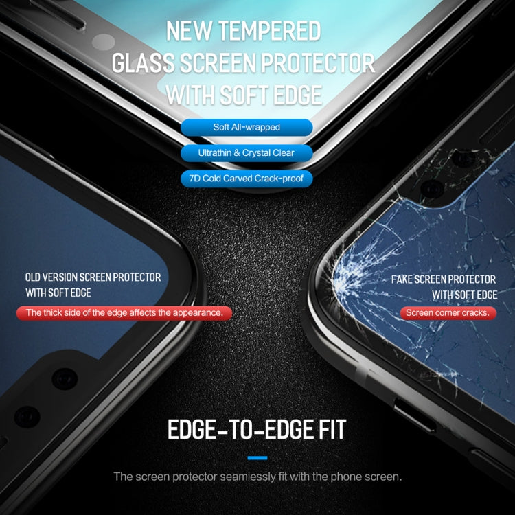 For iPhone 11 / XR ROCK 0.23mm Soft Edge 7D Curved Surface Full Screen Tempered Glass Film(Transparent)