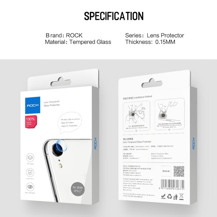 For iPhone XR 2pcs ROCK 0.15mm Rear Camera Lens Soft Tempered Glass Film