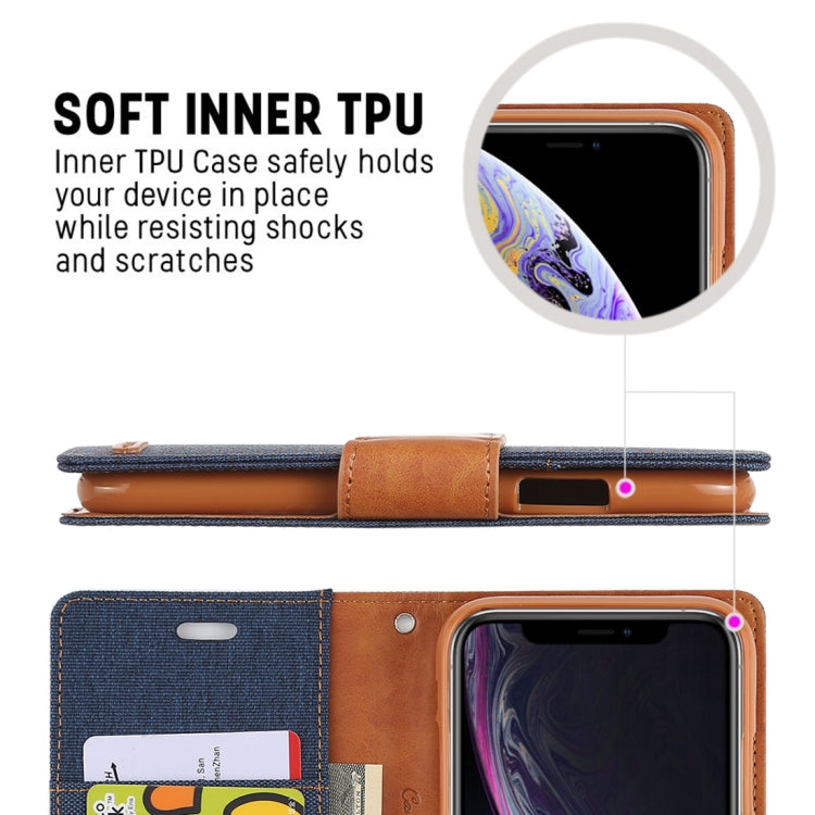 For iPhone XR GOOSPERY CANVAS DIARY Denim Texture Horizontal Flip Leather Case with Holder & Card Slots & Wallet