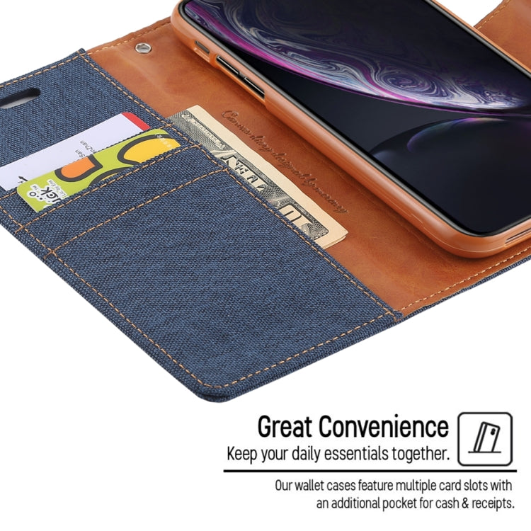 For iPhone XR GOOSPERY CANVAS DIARY Denim Texture Horizontal Flip Leather Case with Holder & Card Slots & Wallet