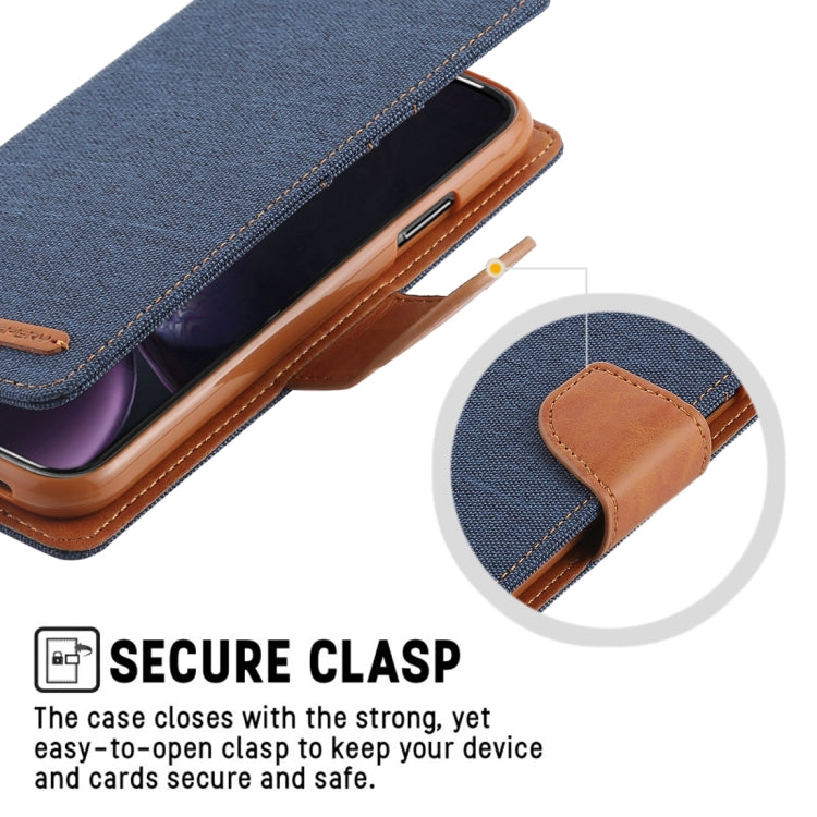 For iPhone XR GOOSPERY CANVAS DIARY Denim Texture Horizontal Flip Leather Case with Holder & Card Slots & Wallet