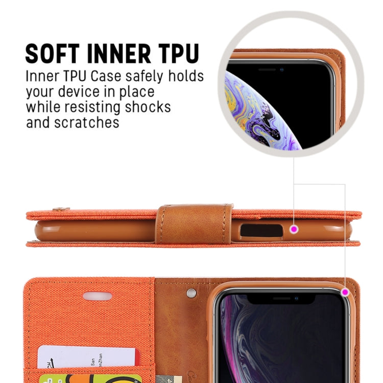 For iPhone XR GOOSPERY CANVAS DIARY Denim Texture Horizontal Flip Leather Case with Holder & Card Slots & Wallet