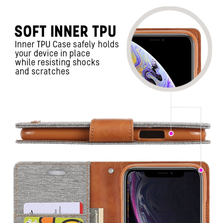 For iPhone XR GOOSPERY CANVAS DIARY Denim Texture Horizontal Flip Leather Case with Holder & Card Slots & Wallet