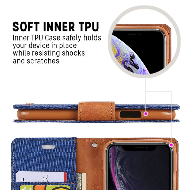 For iPhone XR GOOSPERY CANVAS DIARY Denim Texture Horizontal Flip Leather Case with Holder & Card Slots & Wallet