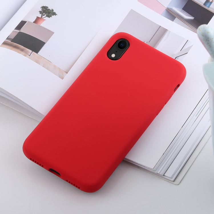 For iPhone XR Shockproof Solid Color Liquid Silicone Feel TPU Case