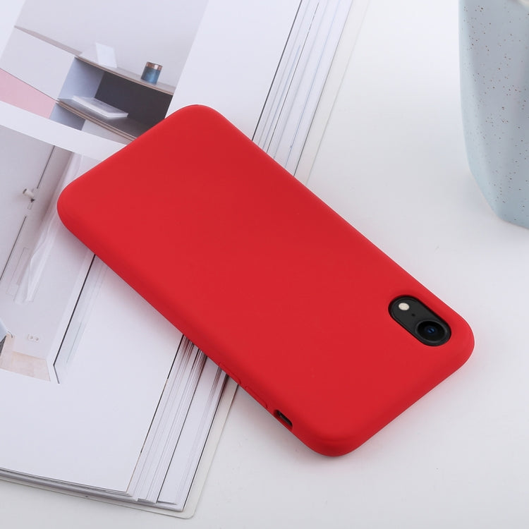 For iPhone XR Shockproof Solid Color Liquid Silicone Feel TPU Case
