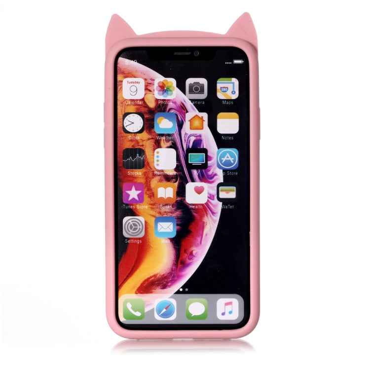 For iPhone XR Cheshire Cat Pattern Silicone Protective Case (Pink)