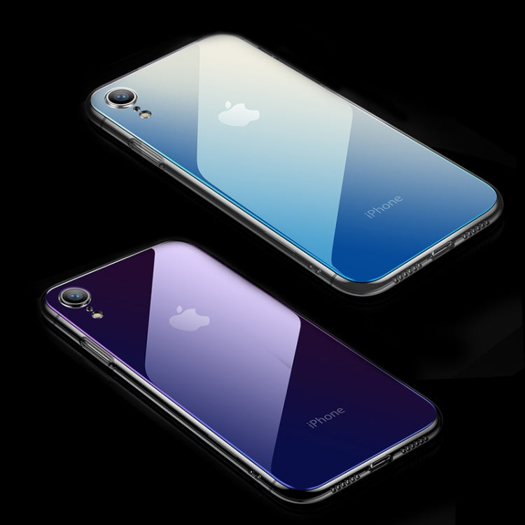 For iPhone XR CAFELE Gradient Color Glass Case(Blue)