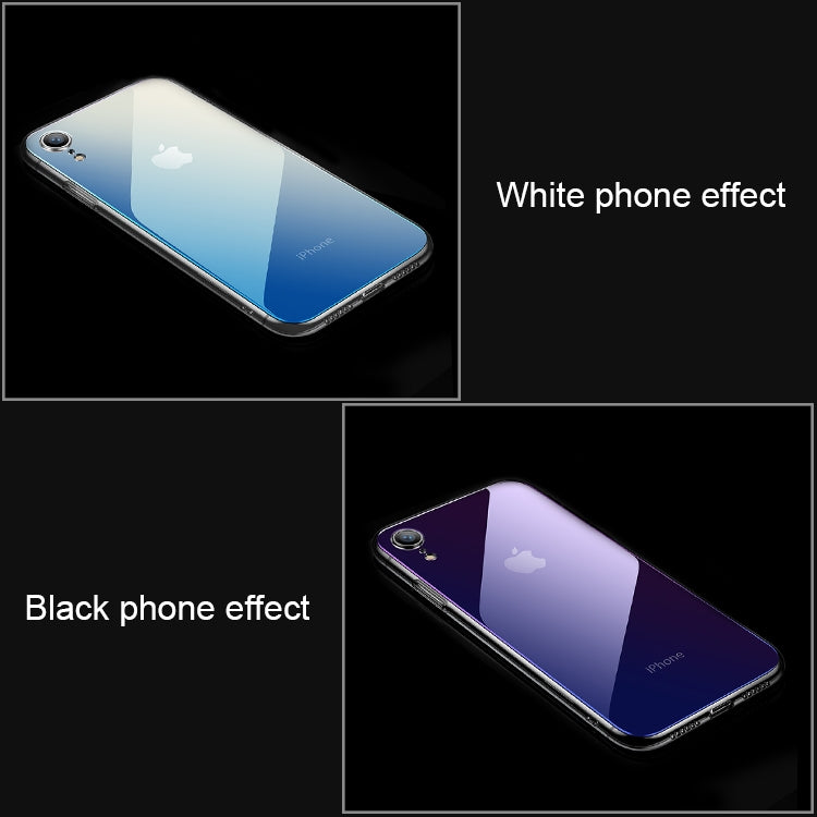 For iPhone XR CAFELE Gradient Color Glass Case(Blue)