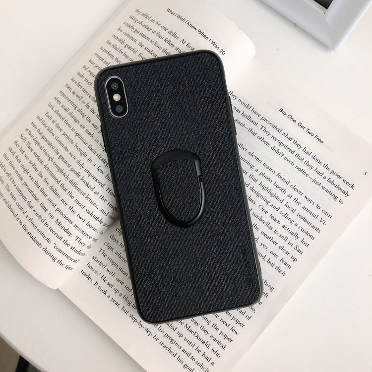 For iPhone XR Cloth Texture Dropproof TPU Protective Case with Holder