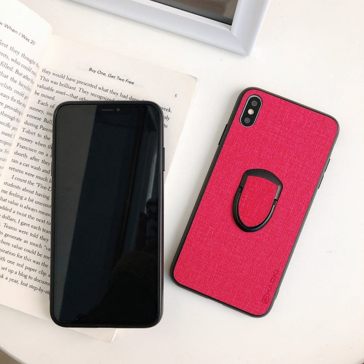 For iPhone XR Cloth Texture Dropproof TPU Protective Case with Holder