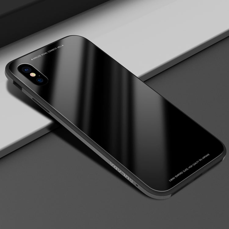 For iPhone XR SULADA Metal Frame Toughened Glass Case