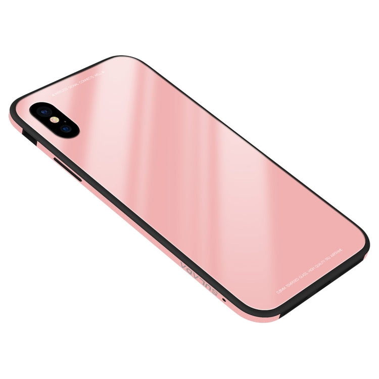 For iPhone XR SULADA Metal Frame Toughened Glass Case