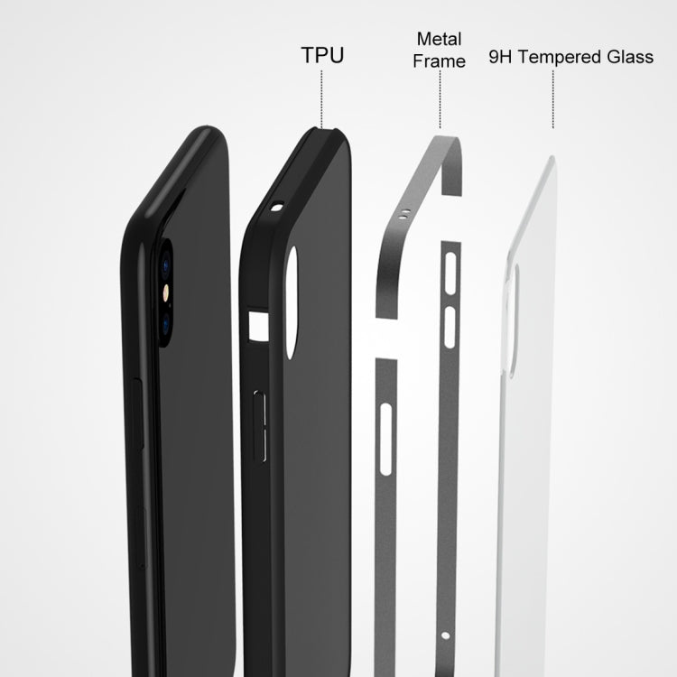 For iPhone XR SULADA Metal Frame Toughened Glass Case