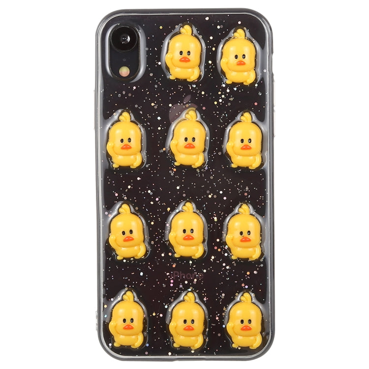 For iPhone XR 3D Glue Web Celebrity Yellow Duck PC + TPU Protective Case