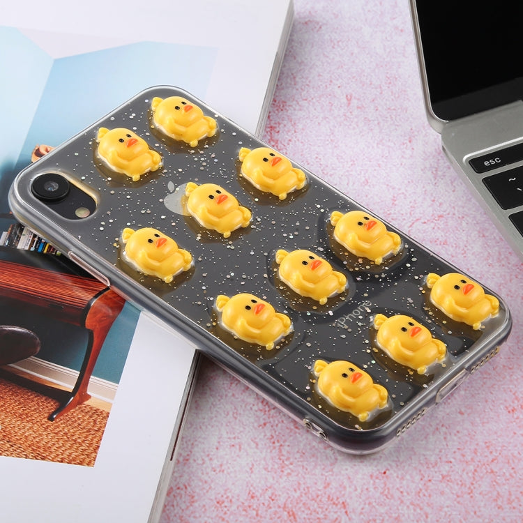 For iPhone XR 3D Glue Web Celebrity Yellow Duck PC + TPU Protective Case