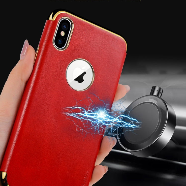 For iPhone XR SULADA Plating Edge TPU + Leather Magnetic Protective Case