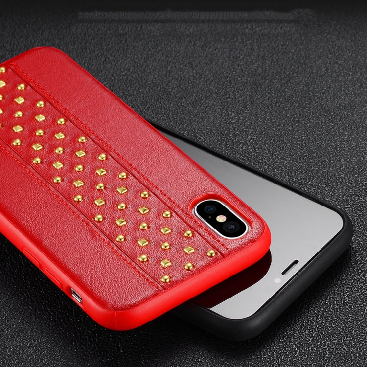 For iPhone XR SULADA Rivet Style TPU + Leather Protective Case