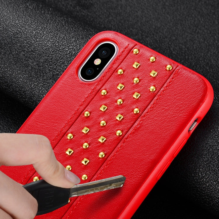 For iPhone XR SULADA Rivet Style TPU + Leather Protective Case