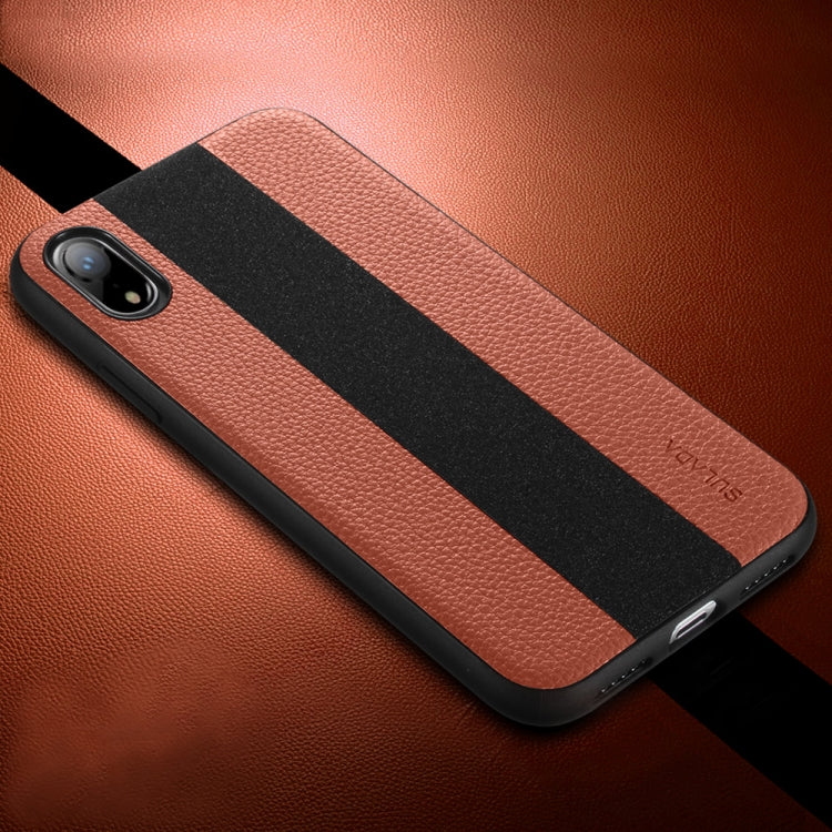 For iPhone XR SULADA Anti-slip TPU + Handmade Leather Case
