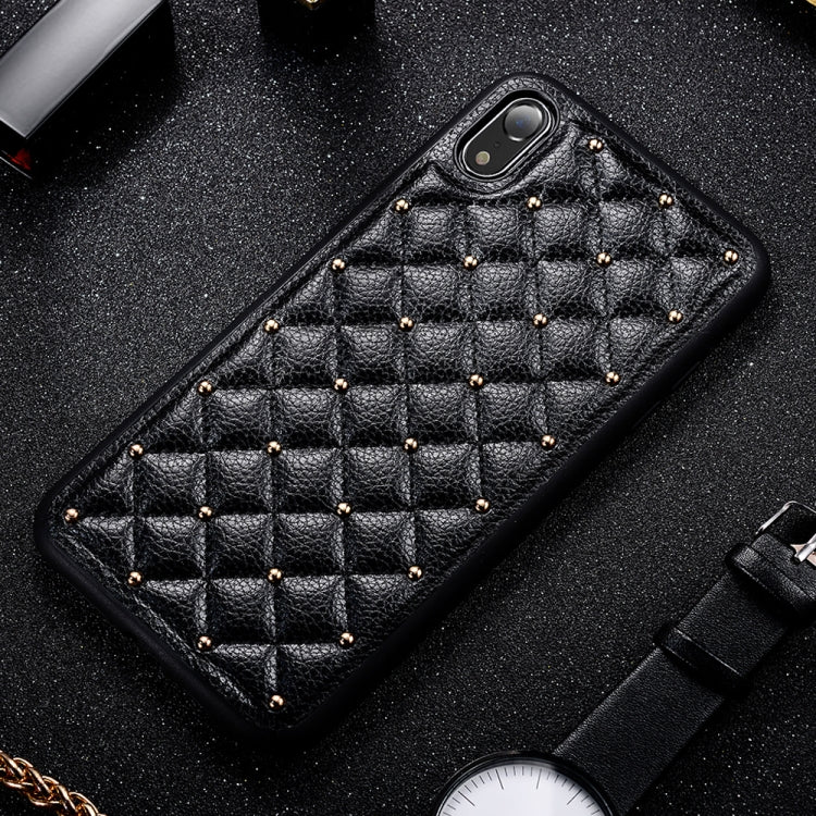 For iPhone XR SULADA Anti-slip TPU + Pasted Leather + Embedded Metal Rivets Case