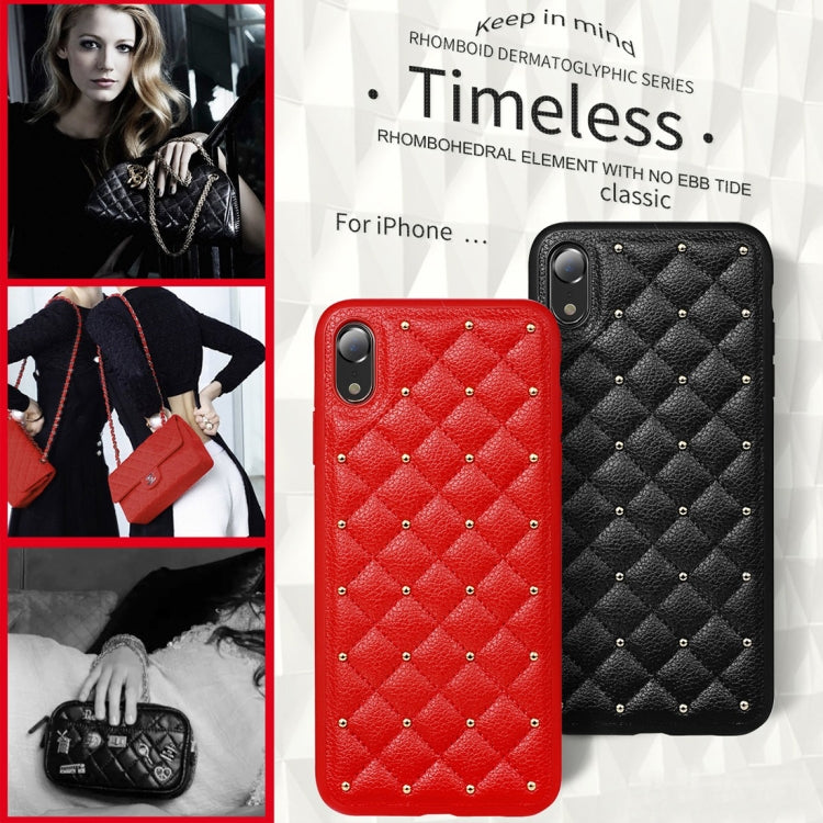 For iPhone XR SULADA Anti-slip TPU + Pasted Leather + Embedded Metal Rivets Case