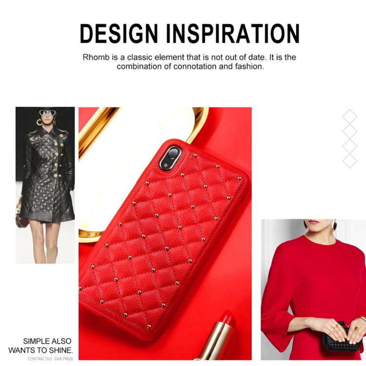 For iPhone XR SULADA Anti-slip TPU + Pasted Leather + Embedded Metal Rivets Case