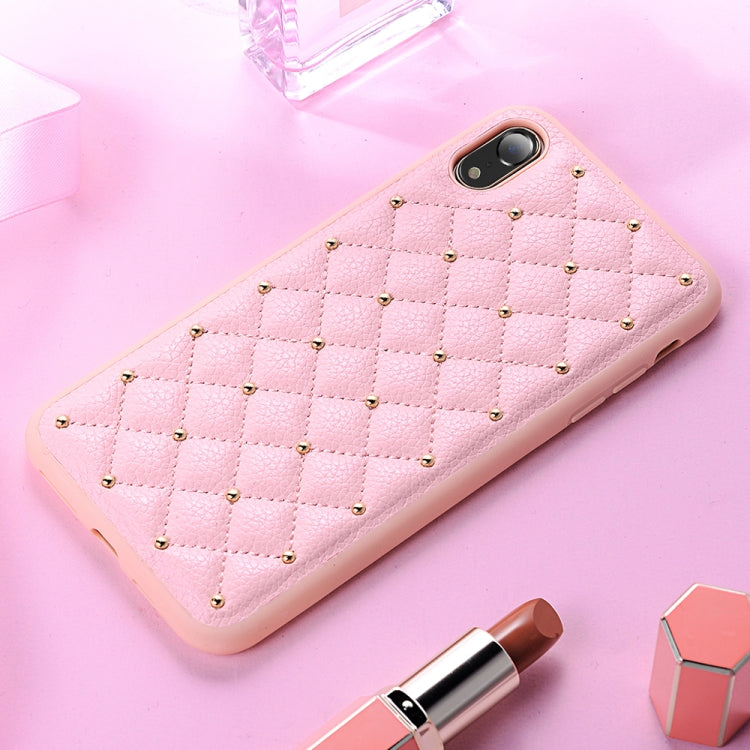 For iPhone XR SULADA Anti-slip TPU + Pasted Leather + Embedded Metal Rivets Case