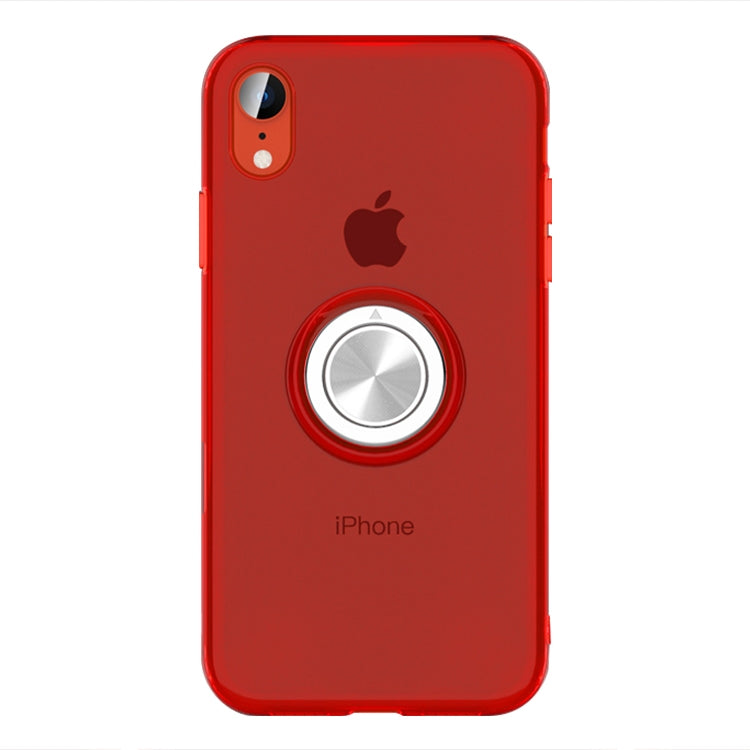 For iPhone XR Transparent TPU Metal Ring Case with Metal Ring Holder