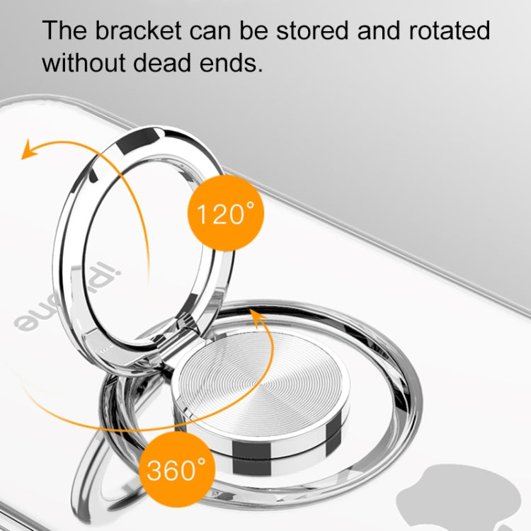 For iPhone XR Transparent TPU Metal Ring Case with Metal Ring Holder