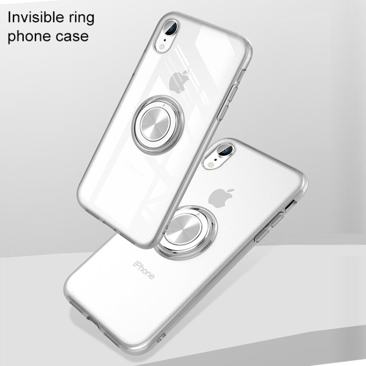 For iPhone XR Transparent TPU Metal Ring Case with Metal Ring Holder
