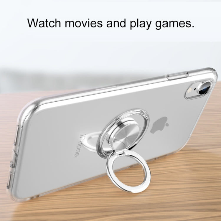 For iPhone XR Transparent TPU Metal Ring Case with Metal Ring Holder