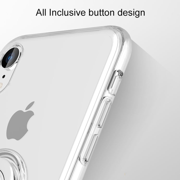 For iPhone XR Transparent TPU Metal Ring Case with Metal Ring Holder