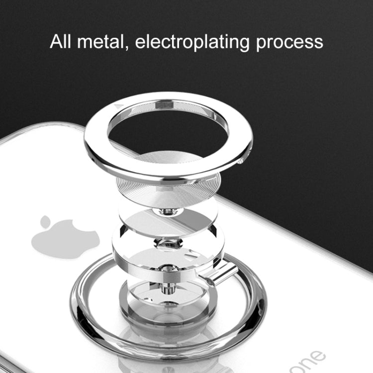 For iPhone XR Transparent TPU Metal Ring Case with Metal Ring Holder