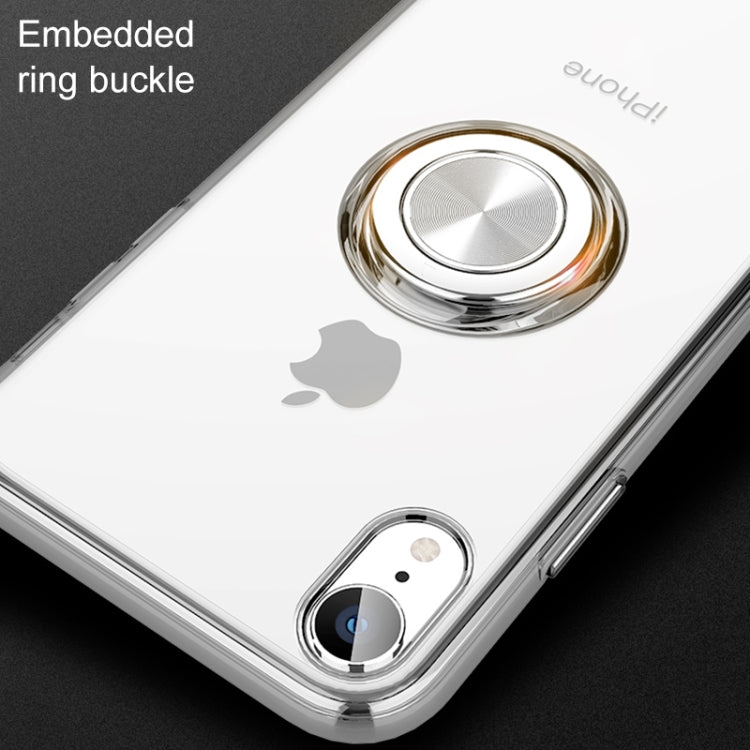 For iPhone XR Transparent TPU Metal Ring Case with Metal Ring Holder