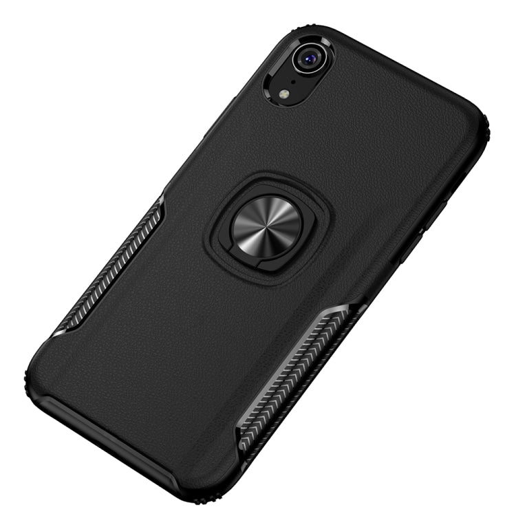 For iPhone XR Shockproof Car Magnetic Case with 360 Degree Gold Armor Ring