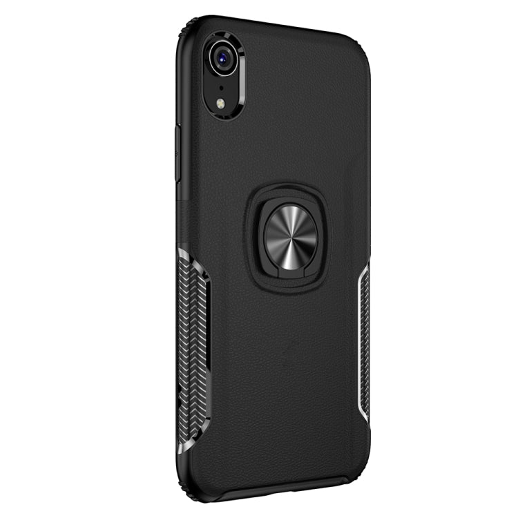 For iPhone XR Shockproof Car Magnetic Case with 360 Degree Gold Armor Ring