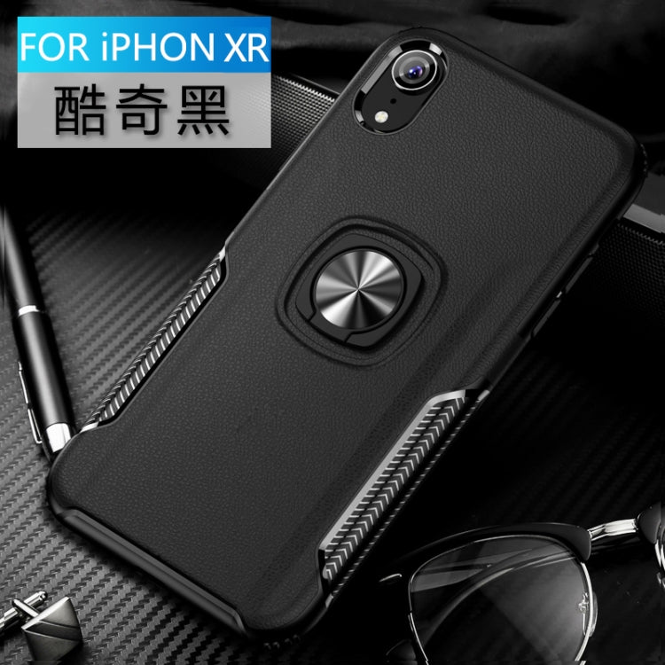 For iPhone XR Shockproof Car Magnetic Case with 360 Degree Gold Armor Ring