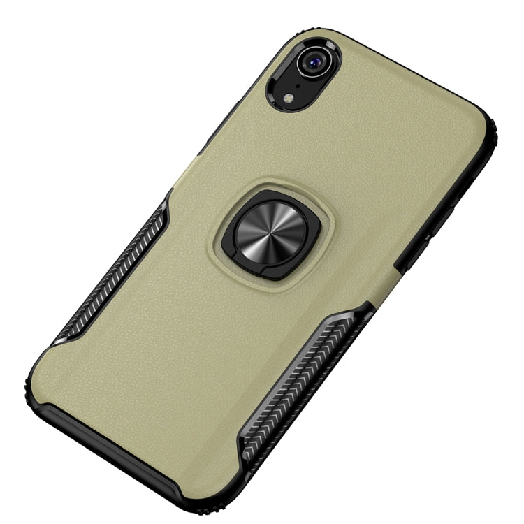 For iPhone XR Shockproof Car Magnetic Case with 360 Degree Gold Armor Ring
