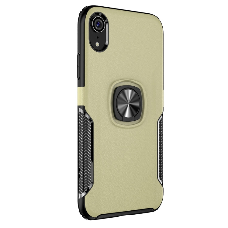 For iPhone XR Shockproof Car Magnetic Case with 360 Degree Gold Armor Ring