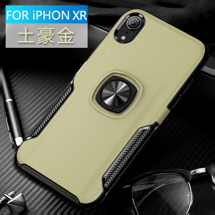 For iPhone XR Shockproof Car Magnetic Case with 360 Degree Gold Armor Ring