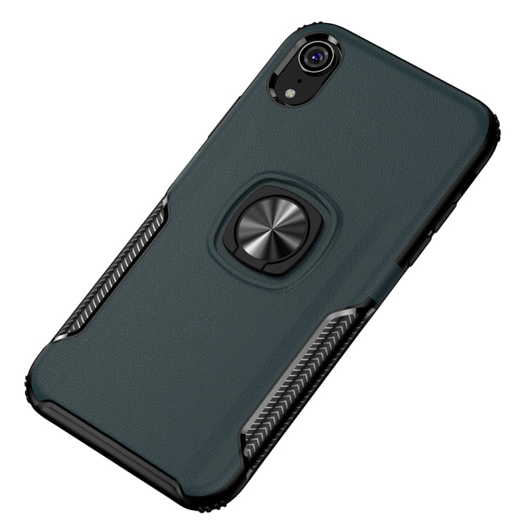 For iPhone XR Shockproof Car Magnetic Case with 360 Degree Gold Armor Ring