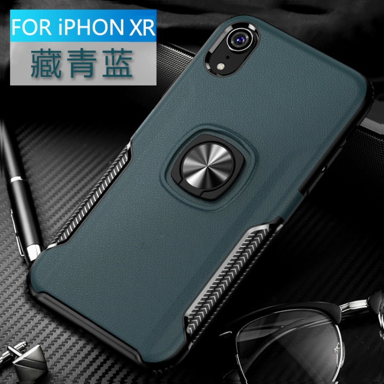 For iPhone XR Shockproof Car Magnetic Case with 360 Degree Gold Armor Ring